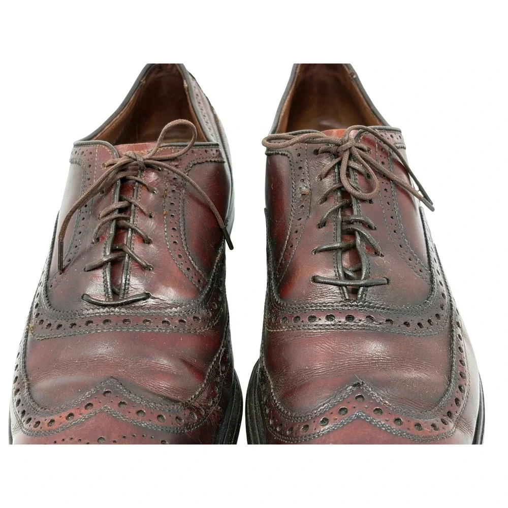Allen Edmonds McAllister Burgundy Brown Leather Wingtip Brogue Oxford Shoes 11 B